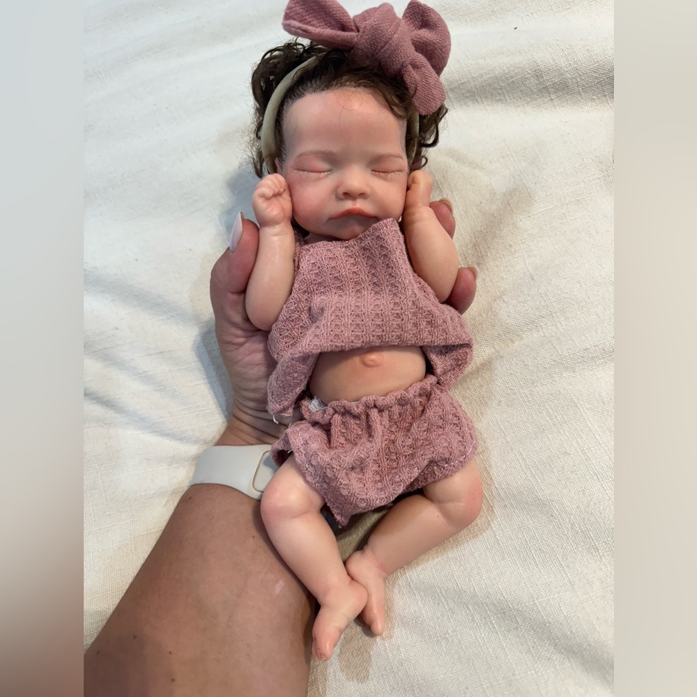 NWT Silicone Baby Doll 10 Inch with Hair Soft Silicone Reborn Handmade Realistic